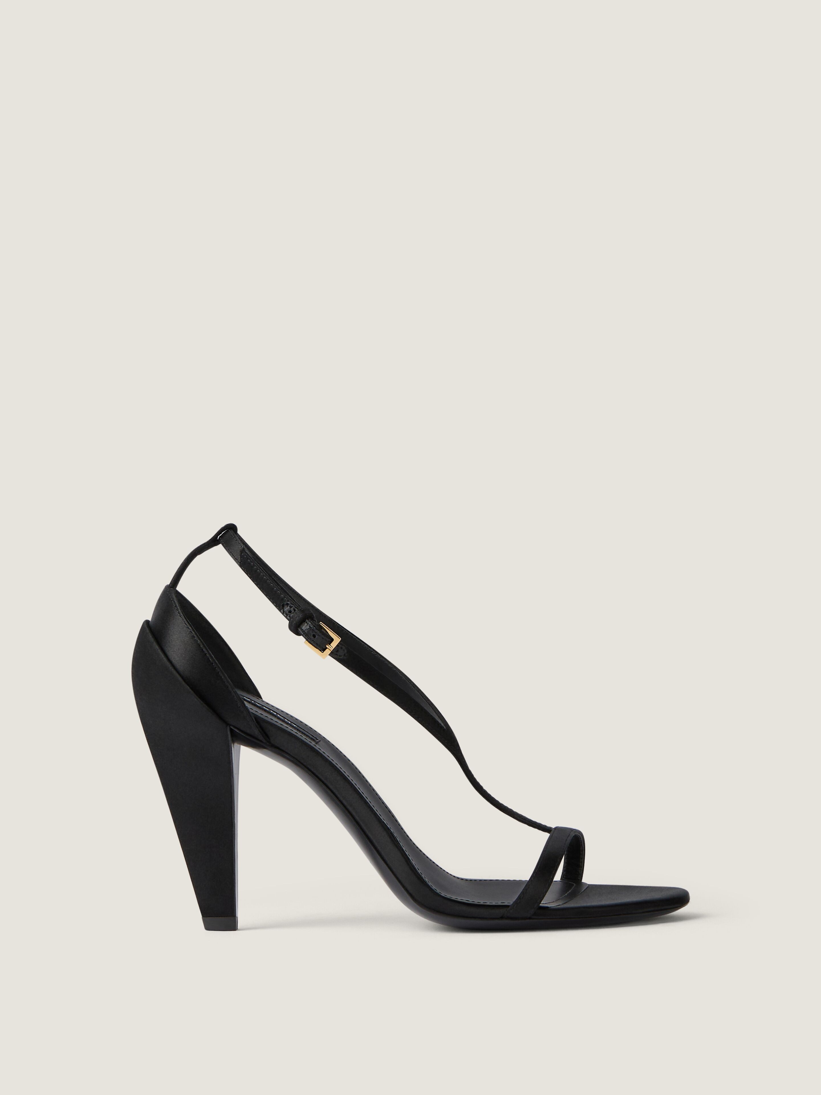 Naked heeled sandals in satin
